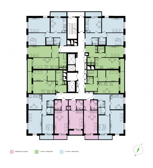 Двухкомнатная квартира 63.76 м²