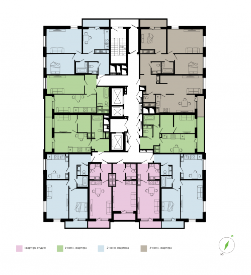 Двухкомнатная квартира 64.06 м²