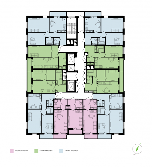 Однокомнатная квартира 48.38 м²