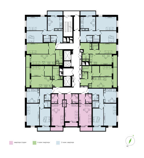 Однокомнатная квартира 47.86 м²